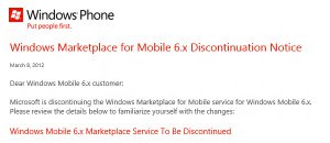 Маркет приложений Windows Mobile 6.x будет закрыт 9 мая