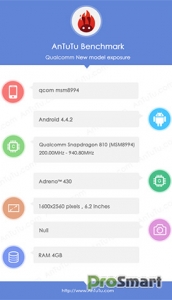Прототип фаблета со Snapdragon 810 засветился в AnTuTu